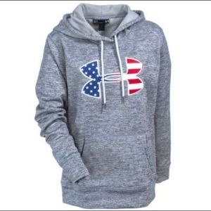 Gray American Flag UNDER ARMOUR hoodie 🇺🇸⚪️🔴🔵